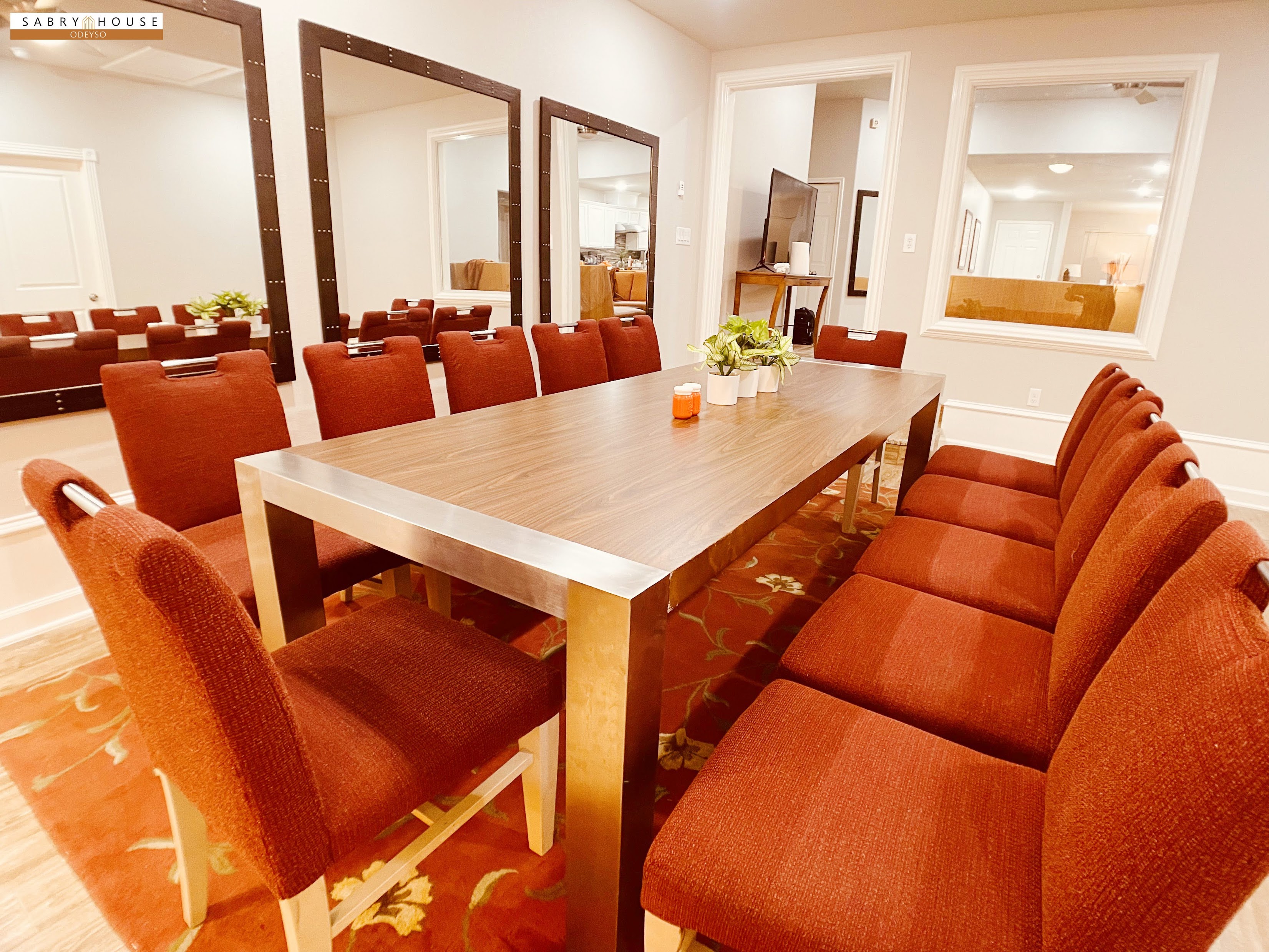 12-seat dining table at Sabry House for sit-down parties and family dinners