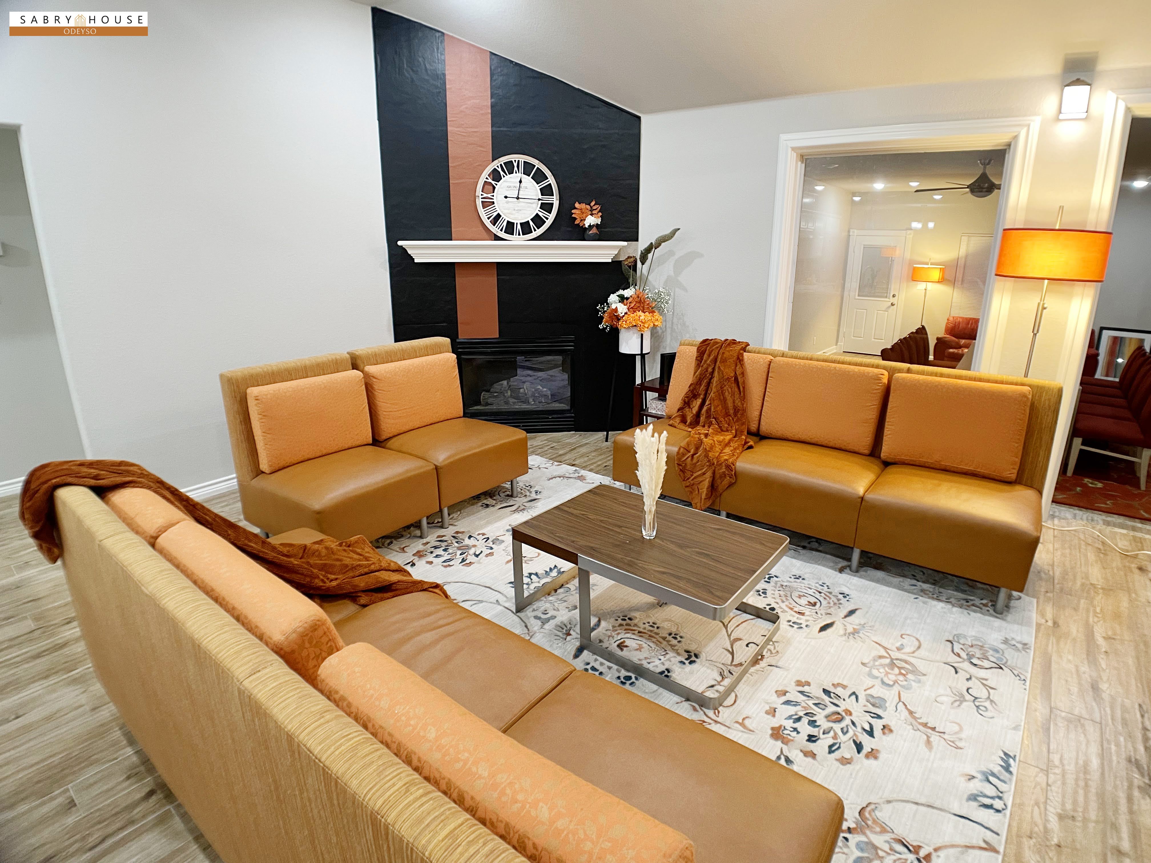 Spacious open living room at Sabry House for gatherings